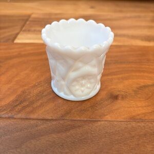 Milk Glass Toothpick Holder, Yutec Regal Star, Mini Vase.